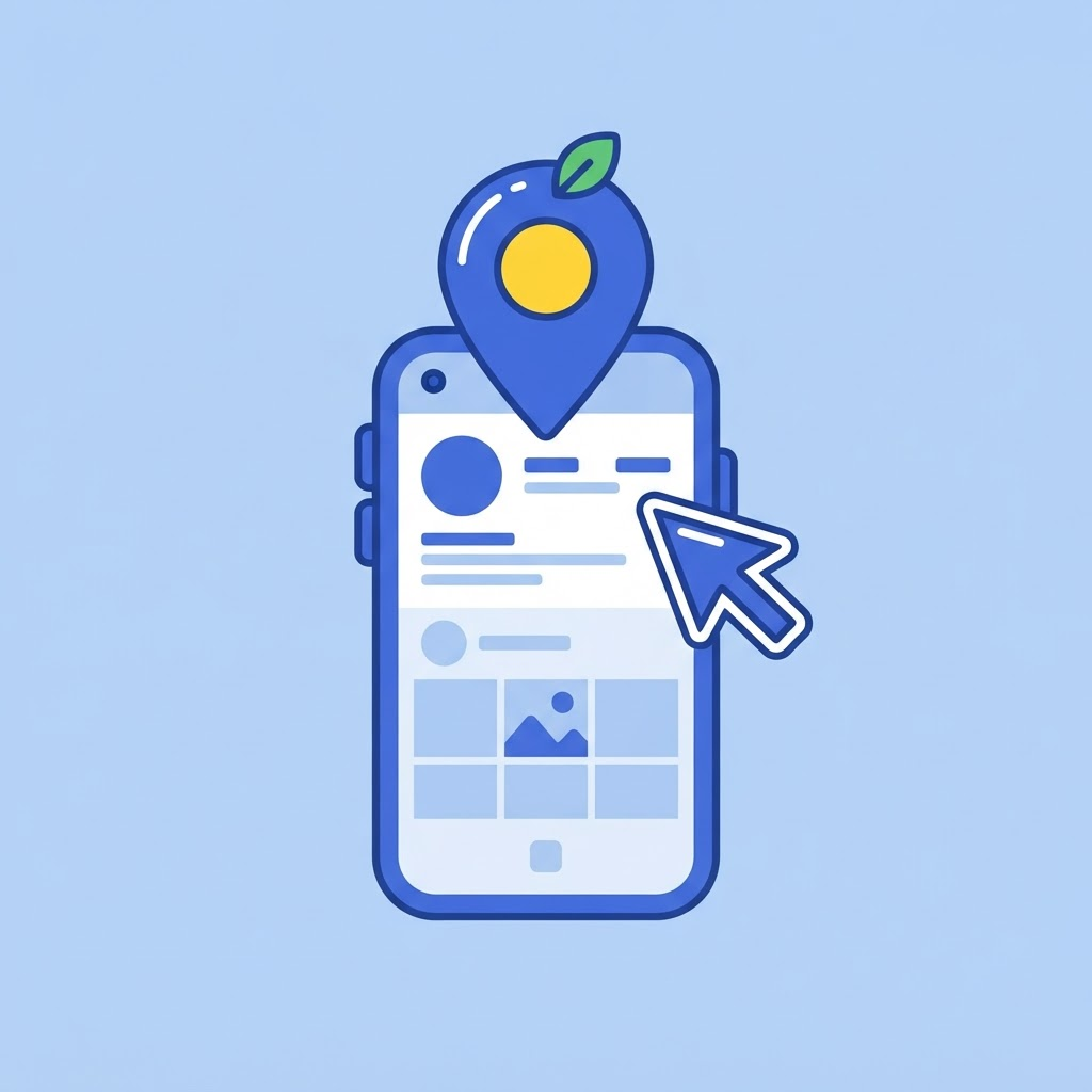 Ilustración de un teléfono mostrando una página de Facebook con una dirección corta que lleva directo a ella